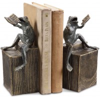 Bibliophile Frogs on Books Bookends by SPI Home/San Pacific International 34058 725739340585  311526262390